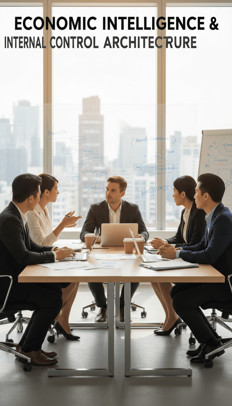 Diverse professionals strategize in a modern, sunlit office environment.